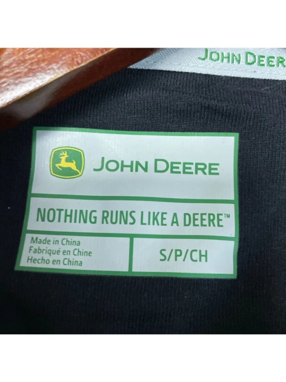 John Deere Men's Black Long-Sleeve T-Shirt S 100% Cotton e1500